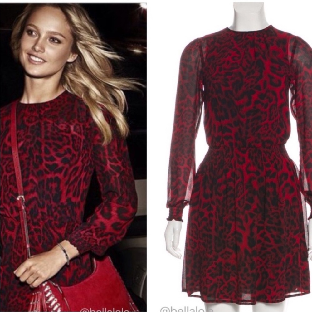 Red Leopard Print Dress Michael kors